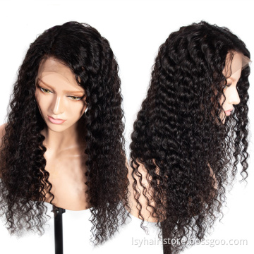 Deep Wave  Lace Front Wig 100%  Raw Human Hair , Gluesless Deep Wave Lace Front Wigs With Elastic Band Wigs For African American